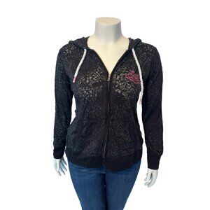 Y2K Black Las Vegas Zip-up Sweatshirt (L)